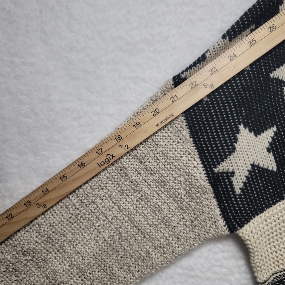 American Flag Knit Sweater Crew Neck Cream & Black Easel Los Angeles - Picture 5 of 7